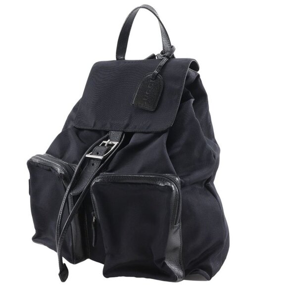 Gucci 019.2058.0173.5 Nylon Canvas And Leather Black Backpack Daypack main image 4